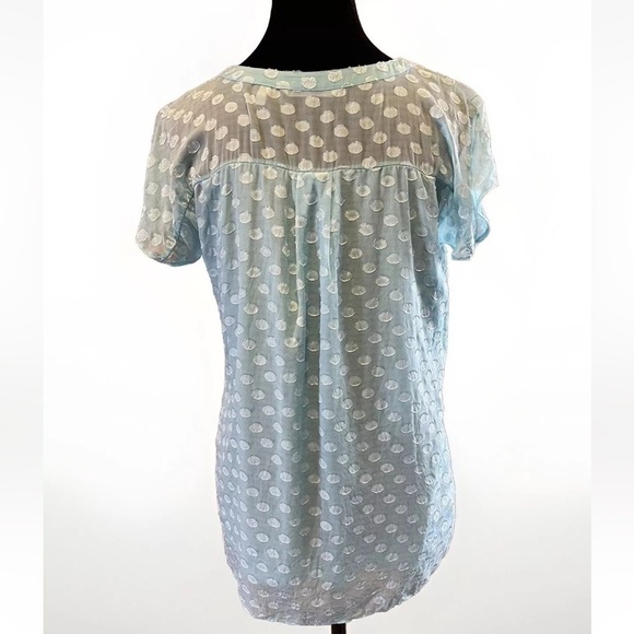 Soft Surroundings Top Blue Silk S Swiss Dot Pearl Buttons Dainty Feminine Shirt - Picture 3 of 10